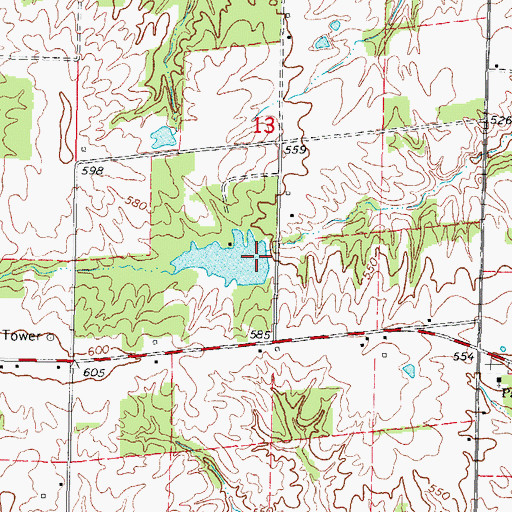 Topographic Map of Lester Lake Dam, IL