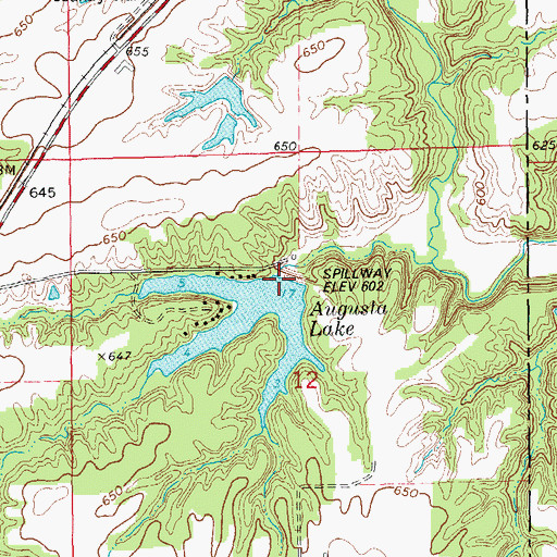 Topographic Map of Augusta Lake Dam, IL