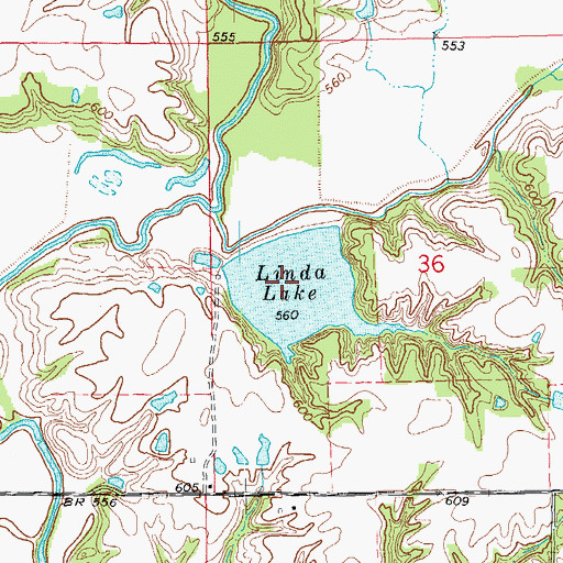 Topographic Map of Lake Linda Dam, IL