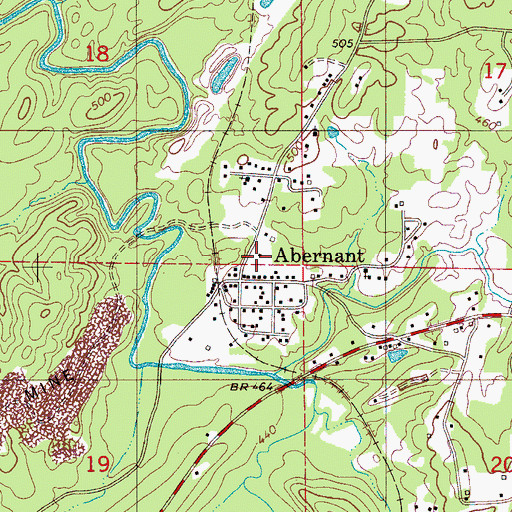 Topographic Map of Abernant Post Office, AL