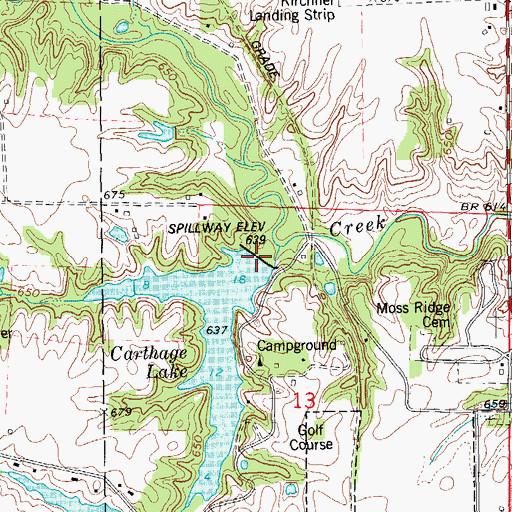 Topographic Map of Carthage Lake Number 2 Dam, IL