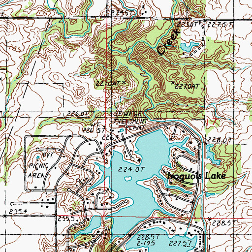Topographic Map of Bayles Lake Dam, IL