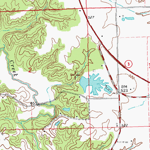 Topographic Map of Lake Emmett Dam, IL
