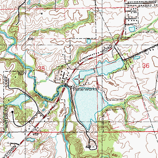 Topographic Map of Waterloo Reservoir Number 1 Dam, IL