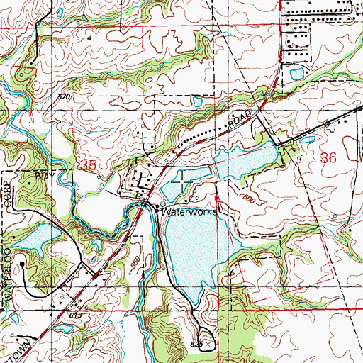 Topographic Map of Waterloo Reservoir Number 1, IL