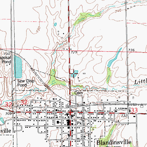 Topographic Map of Blandinsville City Reservoir, IL
