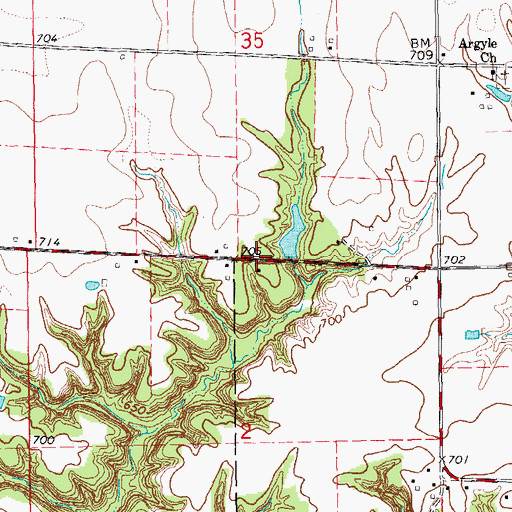 Topographic Map of Irish Lake Dam, IL