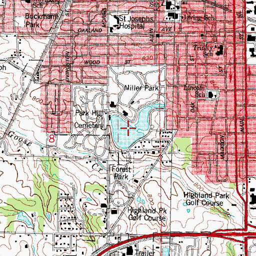 Topographic Map of Miller Park Lake, IL