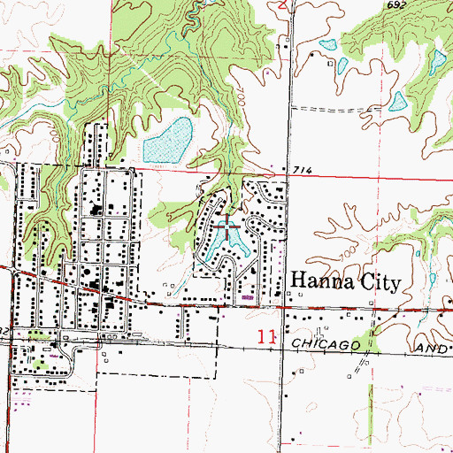 Topographic Map of Lakeland Lake, IL