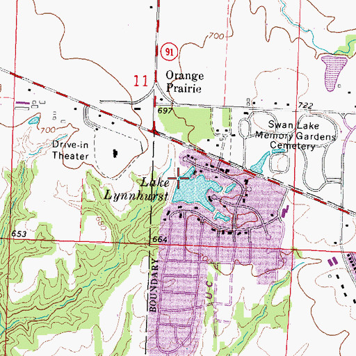Topographic Map of Lake Lynnhurst Dam, IL