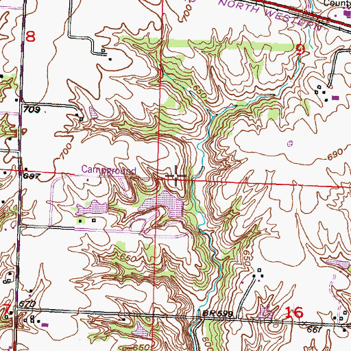 Topographic Map of Leisure Oak Lake Number 1 Dam, IL