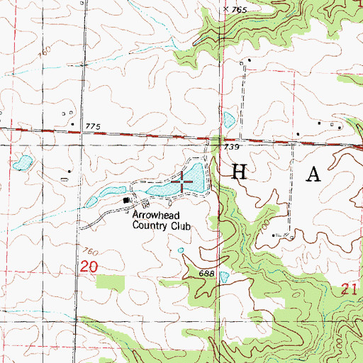 Topographic Map of Arrowhead Country Club Lake, IL