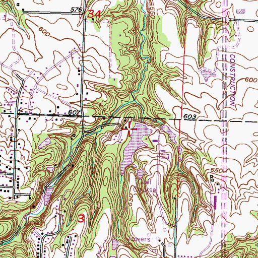 Topographic Map of Small Timber Lake Dam, IL
