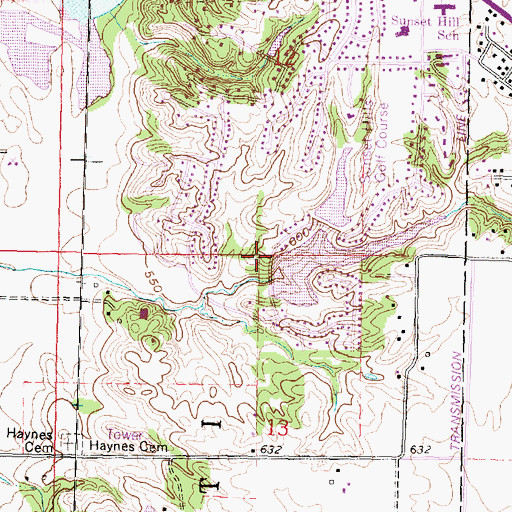 Topographic Map of Sunset Hills Dam Number 2, IL