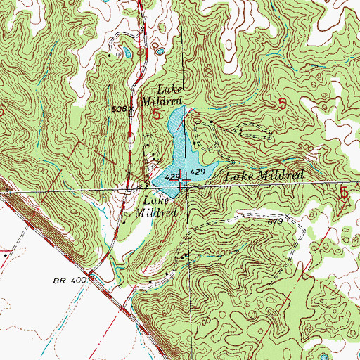 Topographic Map of Lake Mildred Dam, IL