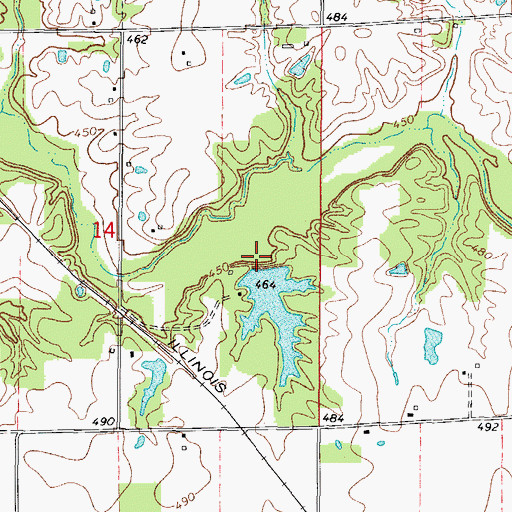 Topographic Map of Hahn Lake Dam, IL