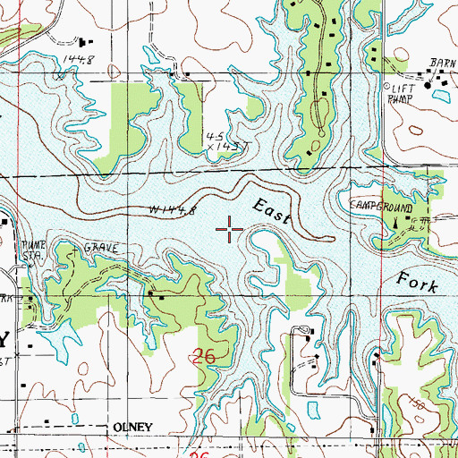 Topographic Map of East Fork Lake, IL