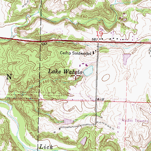 Topographic Map of Waheld Pond Dam, IL