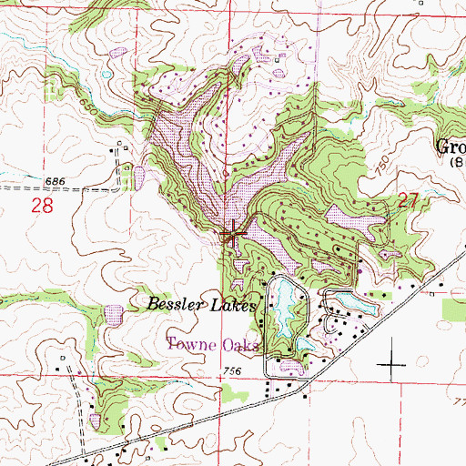 Topographic Map of Lake Wildwood Dam, IL