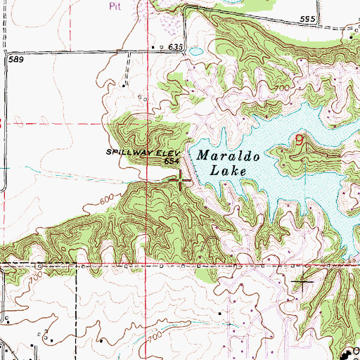 Topographic Map of Heritage Lake Dam, IL