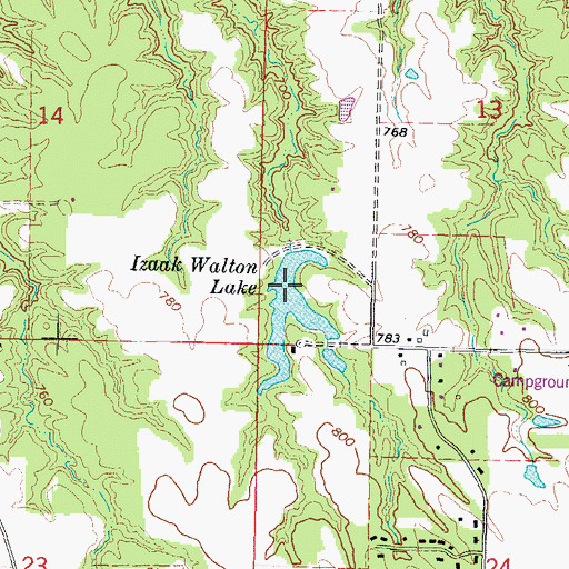 Topographic Map of Izaak Walton Lake Dam, IL