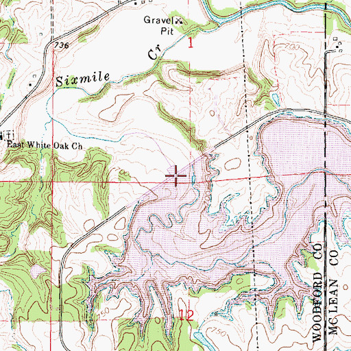 Topographic Map of Evergreen Lake Dam, IL