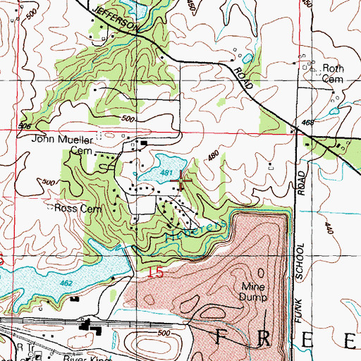 Topographic Map of Freedom Farm Lake Dam, IL