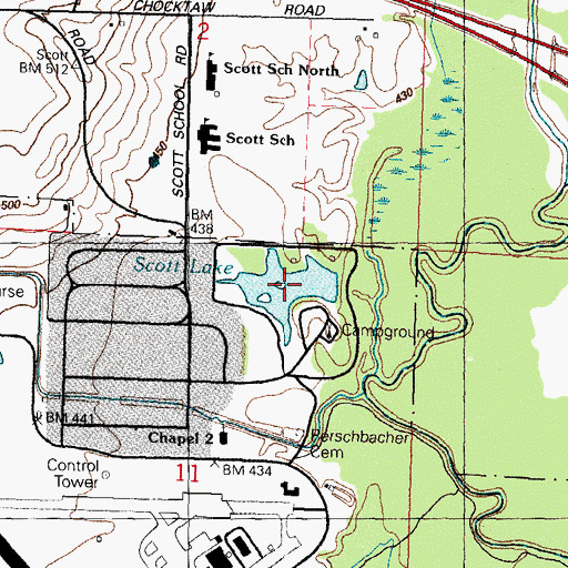 Topographic Map of Scott Air Force Base Pond, IL