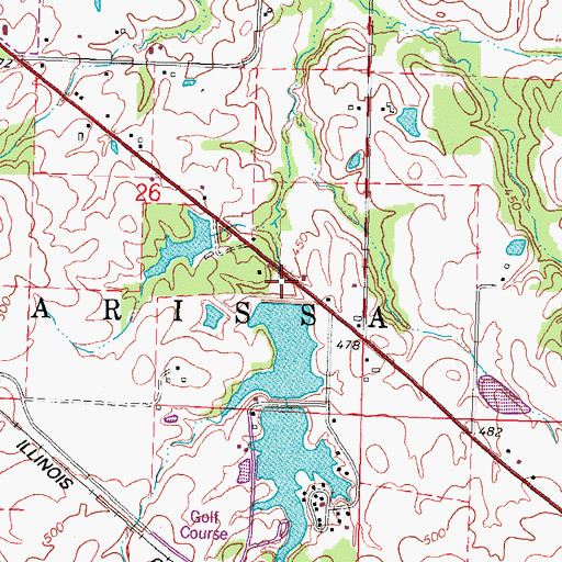 Topographic Map of Marissa Recreation Association North Lake Dam, IL