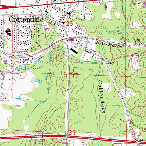 Topographic Map of Cottondale Post Office, AL