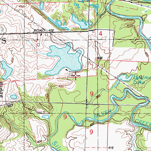 Topographic Map of Biebell Lake Dam, IL