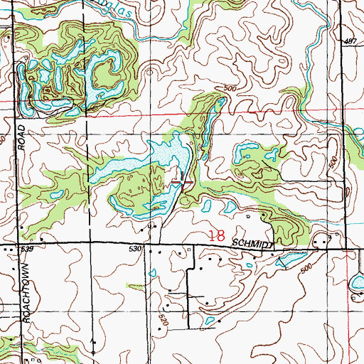 Topographic Map of Millstadt Sportsmans Club Lake Dam, IL
