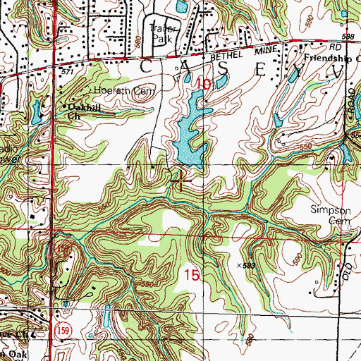 Topographic Map of Bauers Lake Dam, IL
