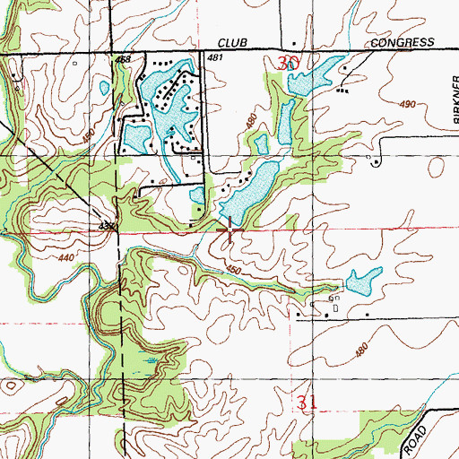 Topographic Map of Justamir Association Lake Dam, IL