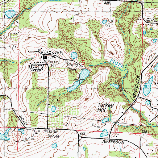 Topographic Map of Turkey Hill Lake, IL
