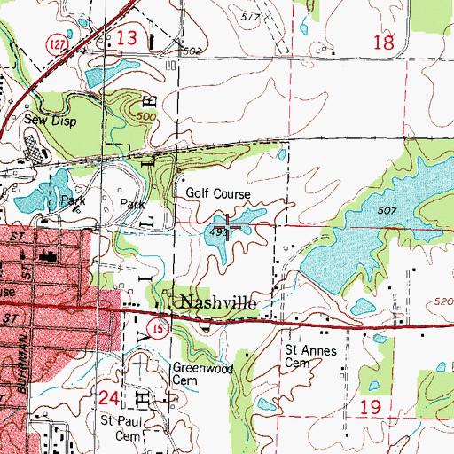 Topographic Map of Nashville Reservoir, IL