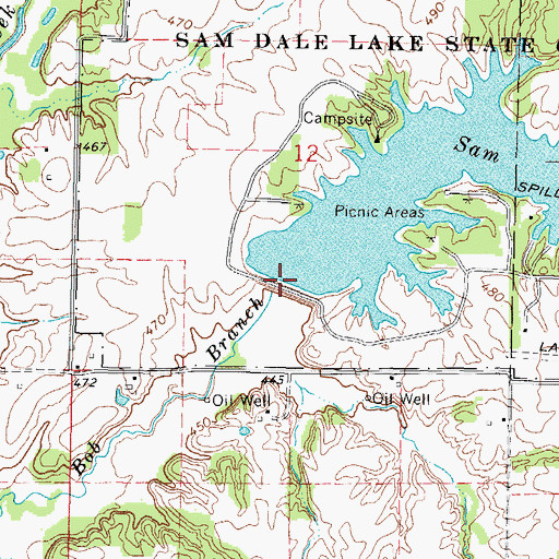 Topographic Map of Sam Dale Lake Dam, IL
