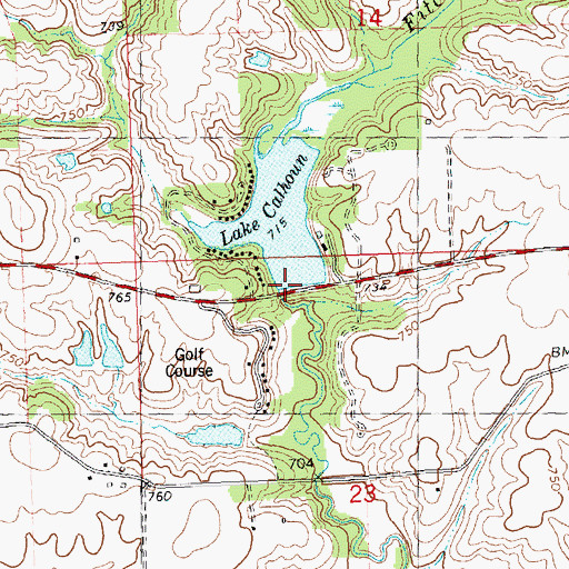 Topographic Map of Calhoun Lake Dam, IL