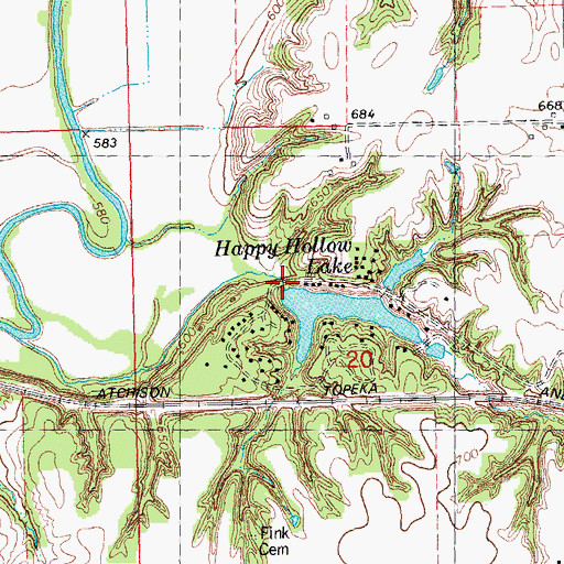 Topographic Map of Happy Hollow Lake Dam, IL