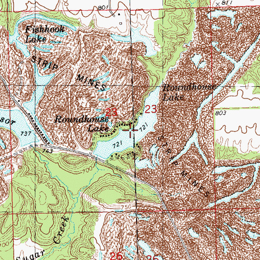Topographic Map of Roundhouse Lake, IL