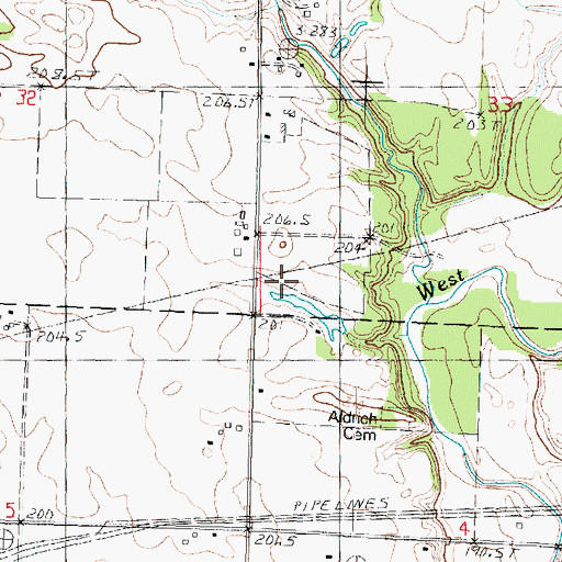 Topographic Map of Krause Pond Dam, IL