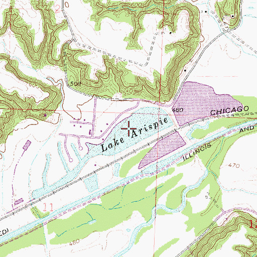 Topographic Map of Lake Arispie Dam, IL