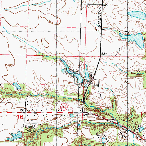 Topographic Map of Dales Twin Lakes-South Lake, IL