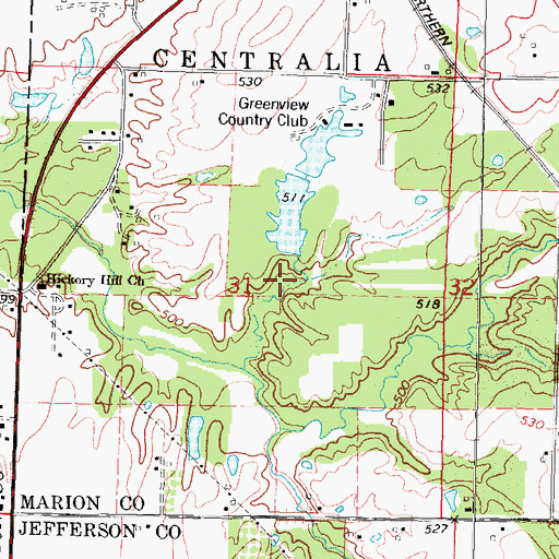 Topographic Map of Greenview Country Club Pond One Dam, IL