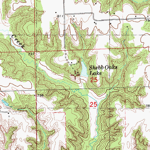 Topographic Map of Shebb Oaks Lake Dam, IL