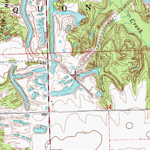 Topographic Map of Old Five Lake Dam, IL