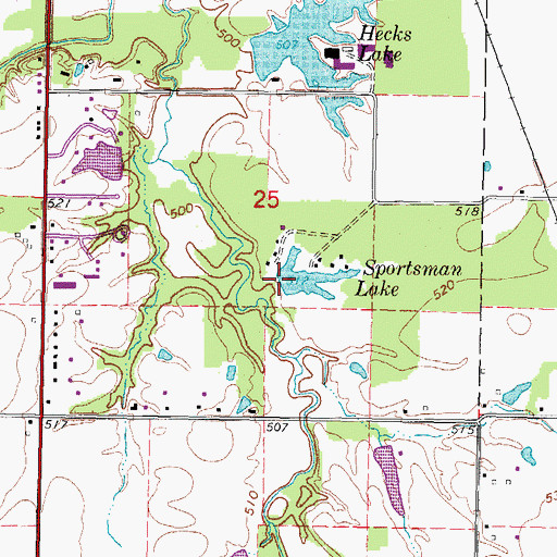 Topographic Map of Sportsman Lake Dam, IL