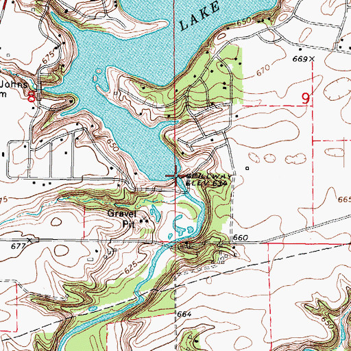 Topographic Map of Lake Holiday Dam, IL