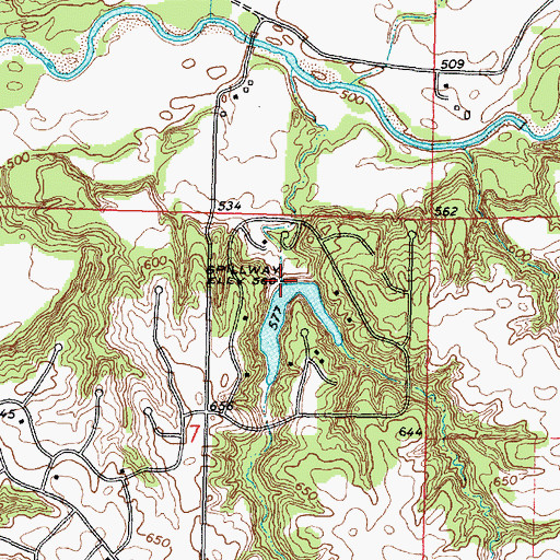 Topographic Map of Lake Tanglewood Dam, IL