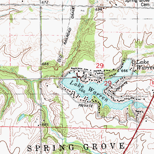 Topographic Map of Lake Warren Dam, IL